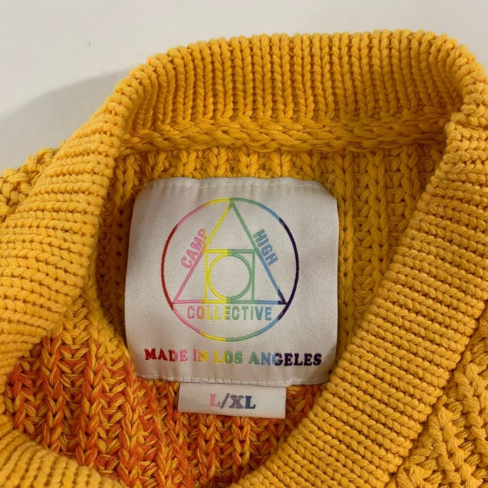 Camp High Sunset Striped Recycled Cotton Sweater L/XL Rainbow Gradient - Picture 3 of 9